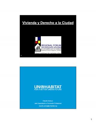 Vivienda y Derecho a la Ciudad - Regional Forum on Adequate Housing in Latin America and the Caribbean - Spanish - 2011