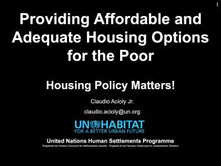 Housing Course - 5 - Housing Policy Formulation  - 2018