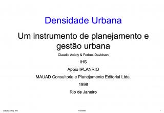 Urban Densities - Portuguese - 1998