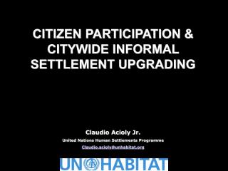 Citizen Participation and Citywide Informal Settlement Upgrading - 2012