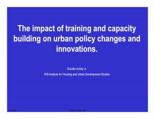 The impact of training and capacity building on urban policy changes and innovations - 2 - 2004