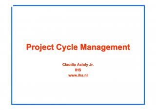 Project Cycle Management - 2006