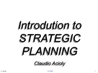 Introduction to Strategic Planning - 2001
