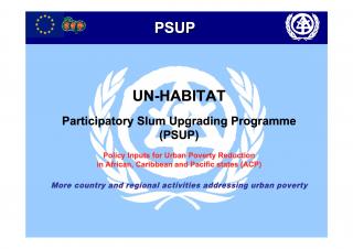 Participatory Slum Upgrading Programme (PSUP) - 2008