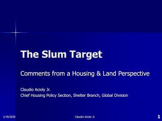 The Slum Target - Comments from a Housing and Land Perspective - 2008