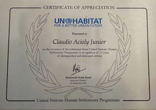 Appreciation by UN-Habitat - 2019 - front page