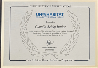 UN-Habitat Plaque on Retirement - 2019 - front page
