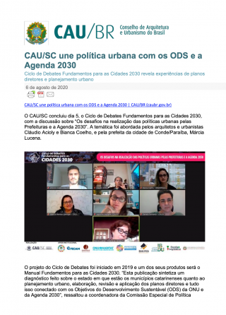 Claudio Acioly at the CAU Santa Catarina - front page