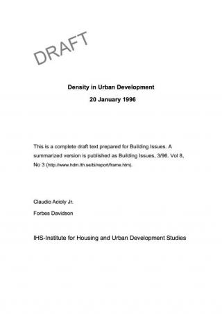 Density in Urban Development - Draft - 1996