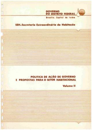 Politica de Ação de Governo e Propostas para o Setor Habitacional - 1986