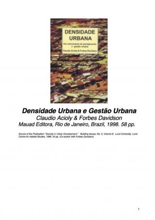 Densidade Urbana e Gestão Urbana - 1998