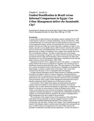 Guided Densification in Brazil versus Informal Compactness in Egypt: Can Urban Management deliver the Sustainable City? - 2000