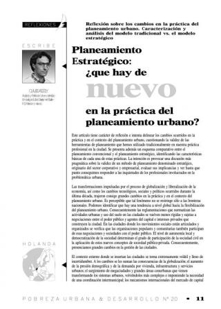 Planeamento Estratégico: ¿que hay de nuevo en la práctice del planeamiento urbano? - 2000