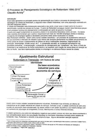O Processo de Planejamento Estratégico de Rotterdam 1996-2010 - 2001