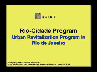 Rio-Cidade Program - Urban Revitalization Program in Rio de Janeiro - 2001