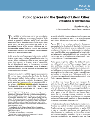 Public Spaces and the Quality of Life in Cities - Evolution or Revolution? - 2024